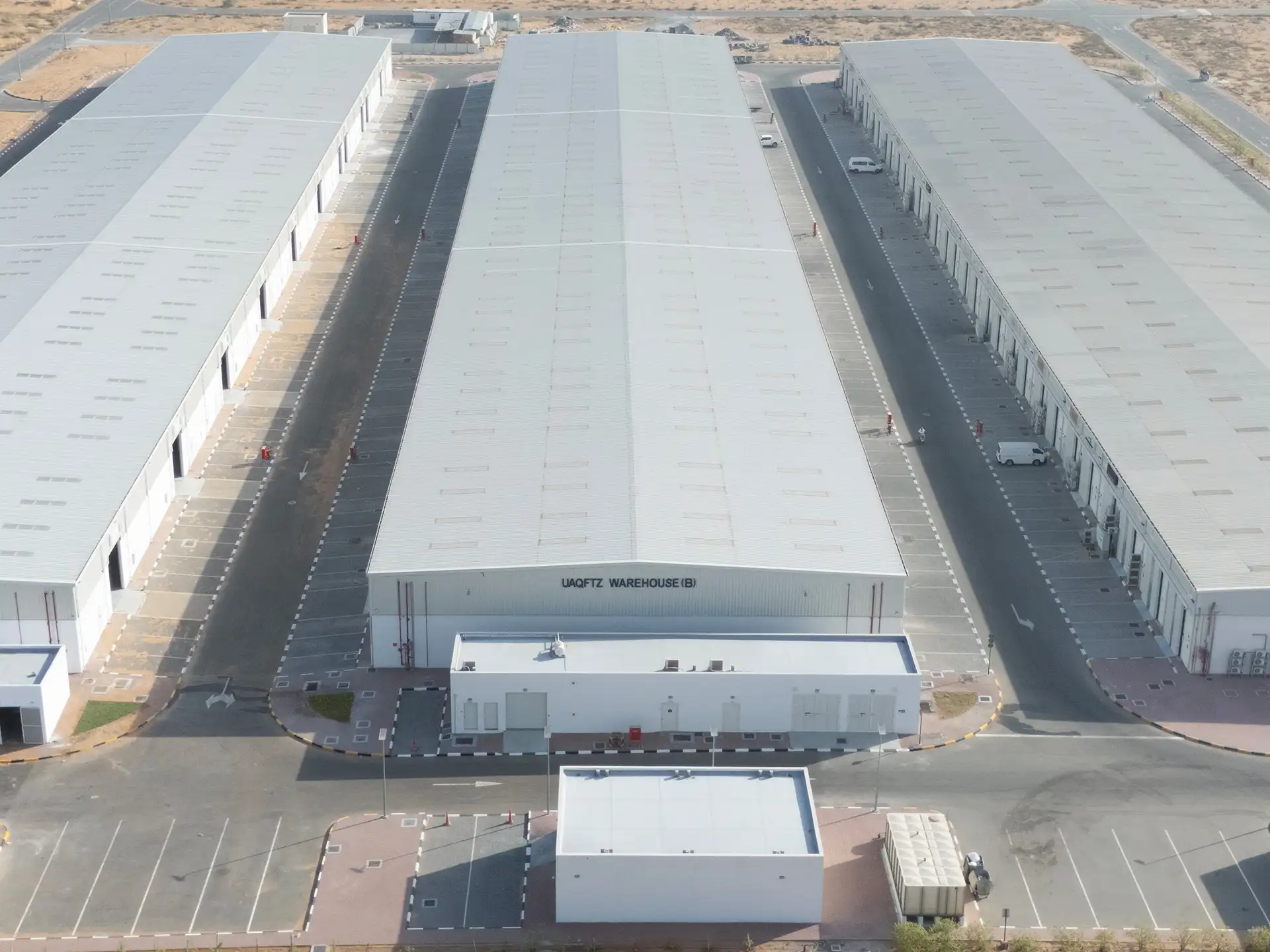Interior of a modern warehouse with high storage racking